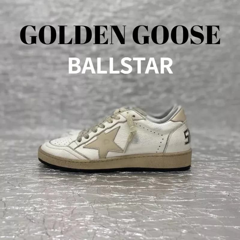 Golden Goose Ballstar Distressed White with Beige Star