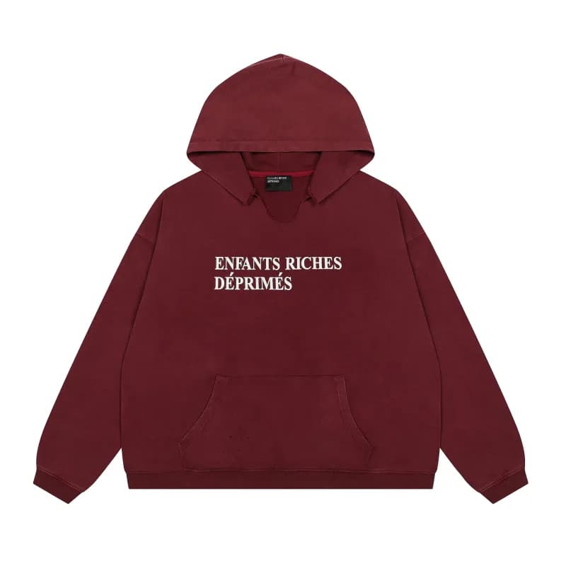 Gallery Dept. Zip-Up Hoodie Distressed Graphic Print — E11 red