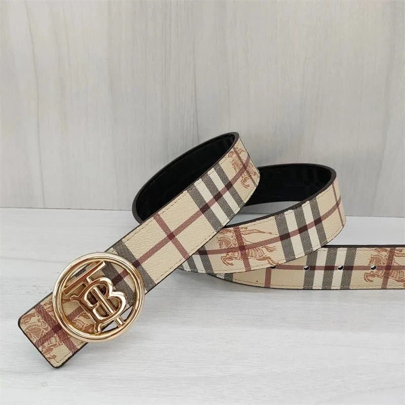Burberry Monogram Belt Check Print — 圆TB杏花金扣