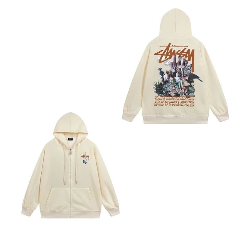 Stüssy Zip-Up Hoodie Graphic Print