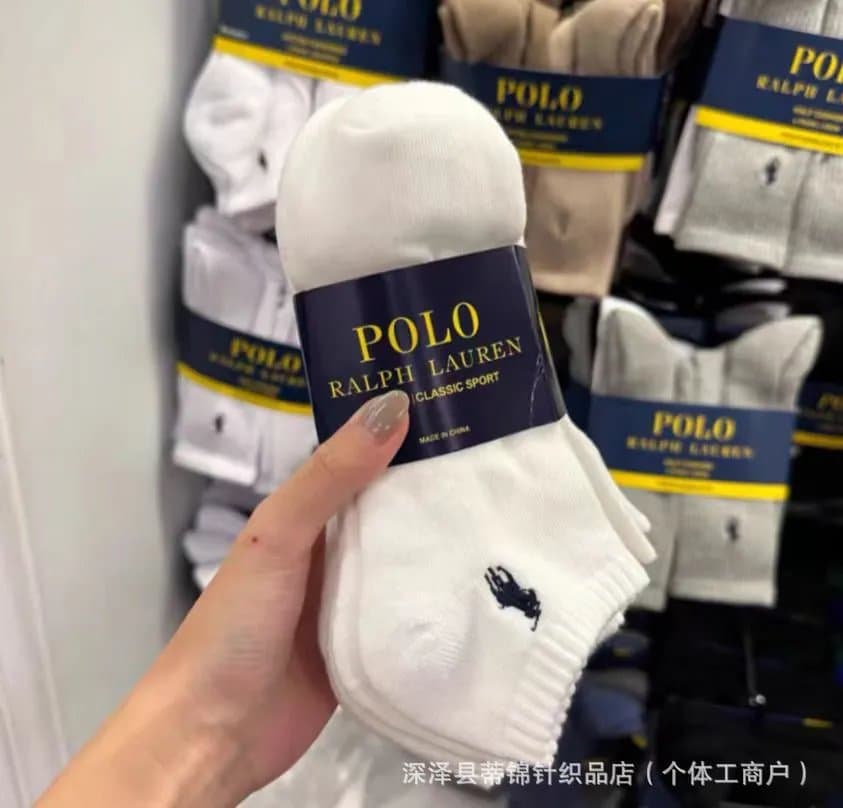 Polo Ralph Lauren Classic Sport Socks 6-Pack Half Cushioned — 六双 · 白色短袜
