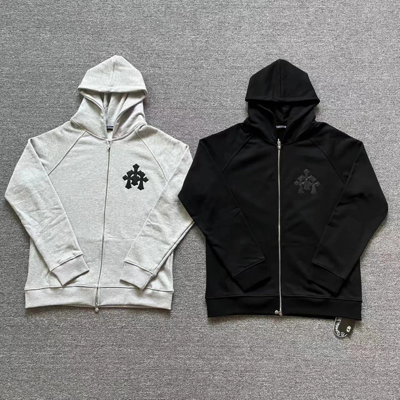 Chrome Hearts Zip-Up Hoodie Cross Logo Print — 26 白色