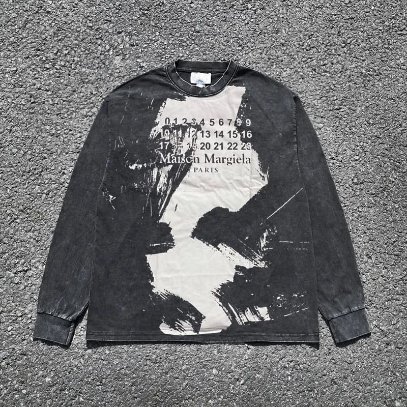 Maison Margiela Long-Sleeve Tee Paint Splatter Print — 炒雪花2XL