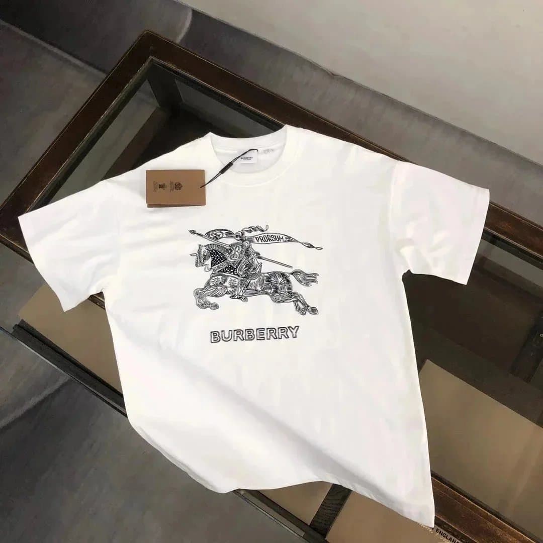 Burberry Equestrian Knight Tee White Print — 6