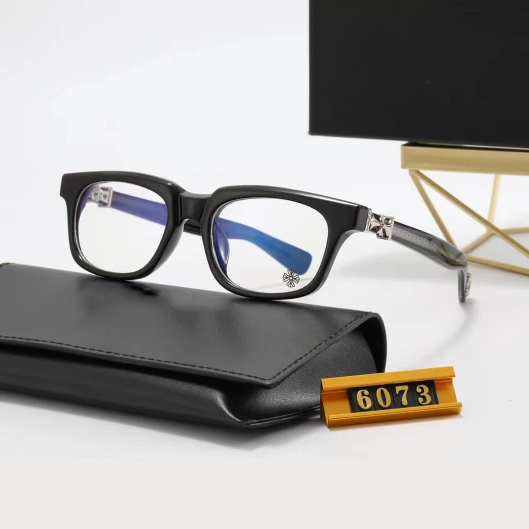 Chrome Hearts Rectangular Optical Frame Dragon Motif Temples — 6073-黑银框