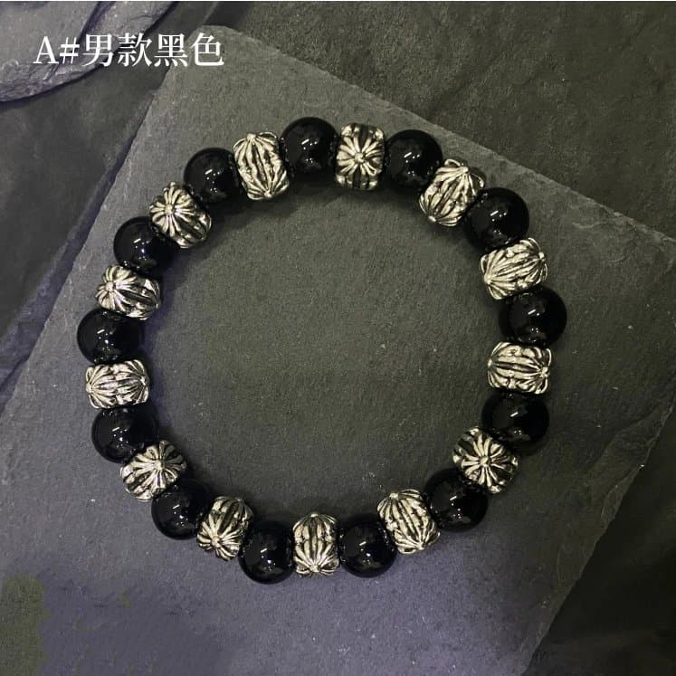 Chrome Hearts Beaded Bracelet Turquoise and Silver — A#男款黑色