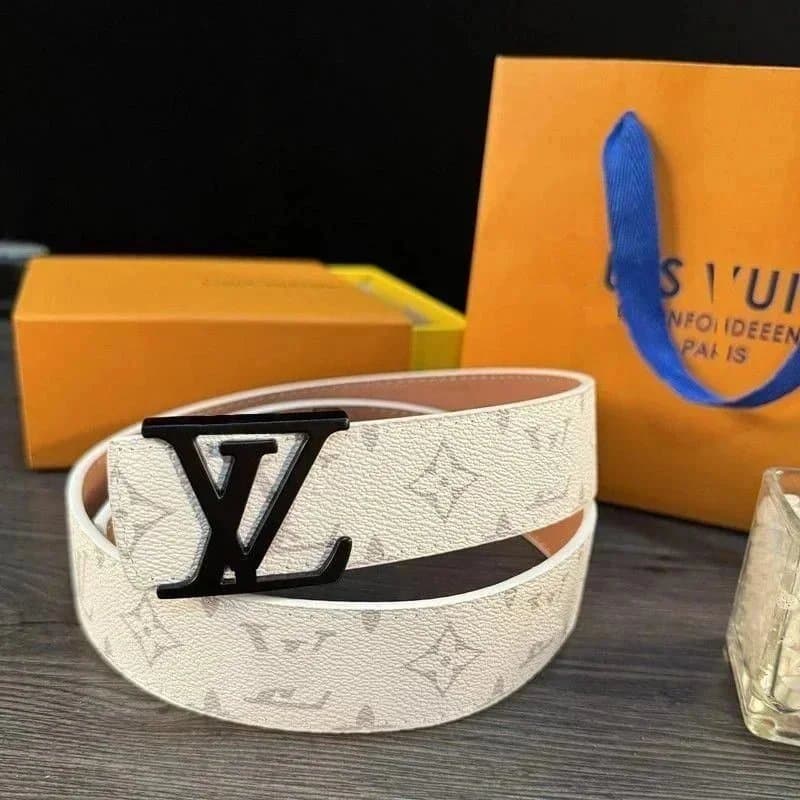 Louis Vuitton LV Monogram Belt Embossed Leather — 白老花黑扣【赠送打孔器】