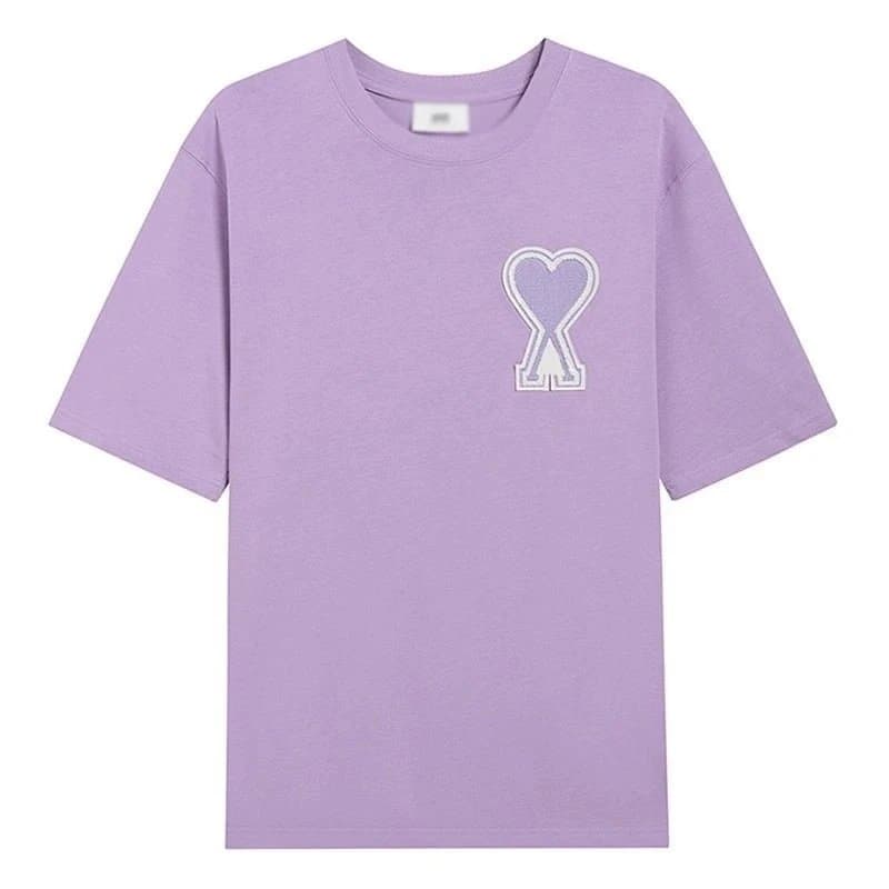 Amiri Heart Logo Tee Embroidered Heart — 香芋紫