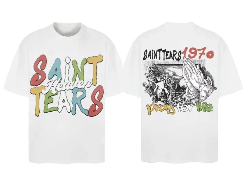Graphic T-Shirt Saint Laurent Screaming Face Print — 1094 white