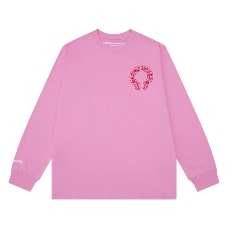 Raglan Long Sleeve Tee Chrome Hearts Crest — K8006 pink