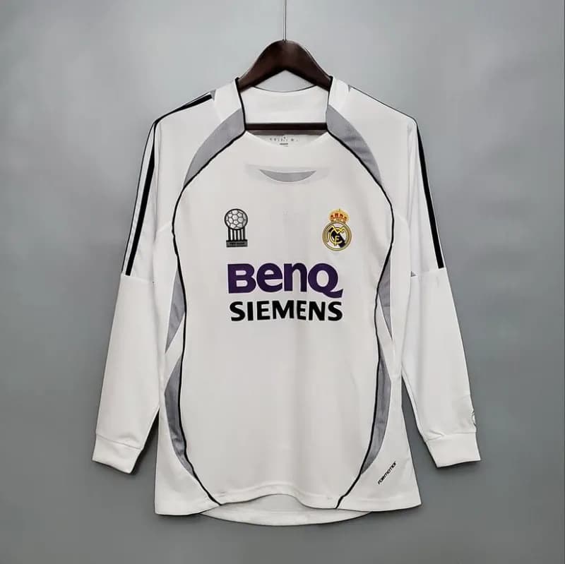 1992-93 Home Shirt Sharp Sponsor — 06-07 real madrid home long sleeves