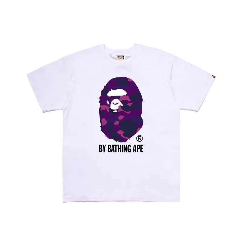 BAPE Graphic Tee Camouflage Ape Head — D167白紫色