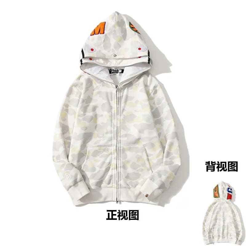 BAPE Shark Hoodie Camouflage — 02斑点白色 带夜光效果