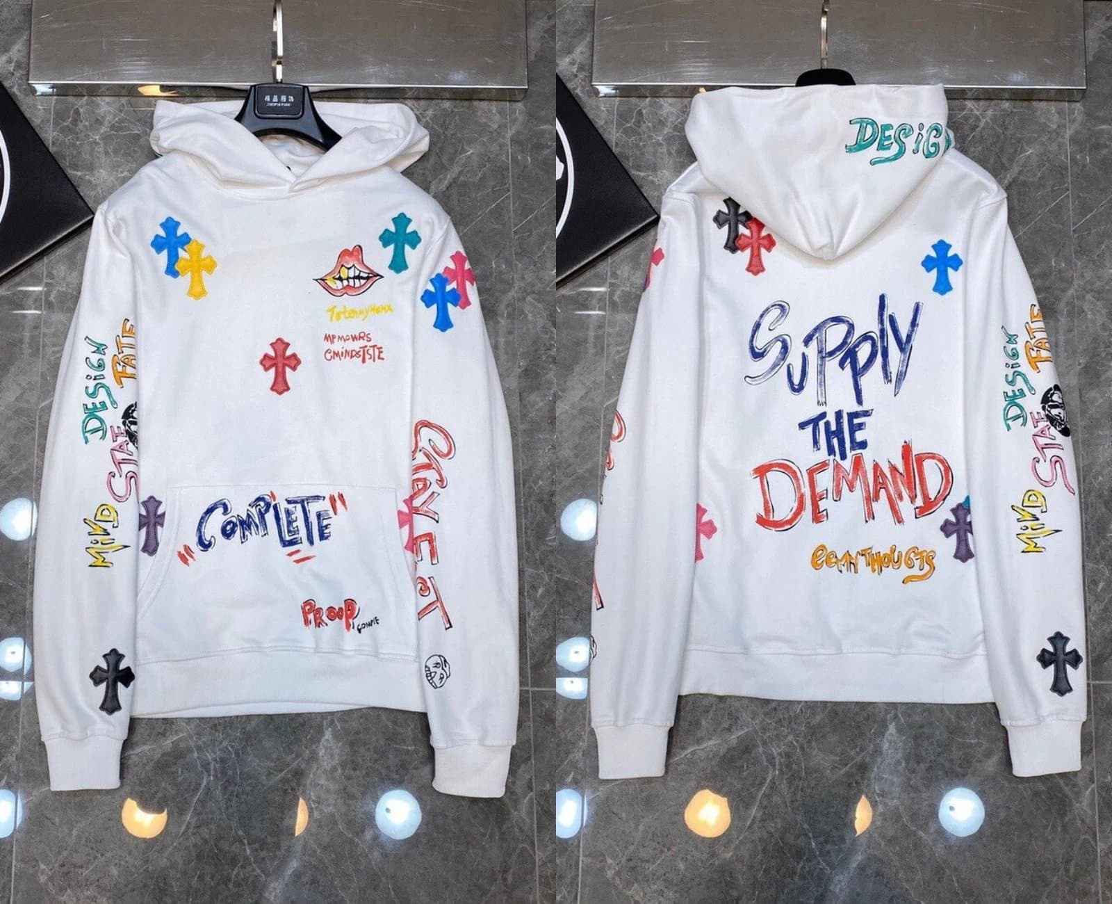 Chrome Hearts Zip-Up Hoodie Multi-Logo Print — 300(16)