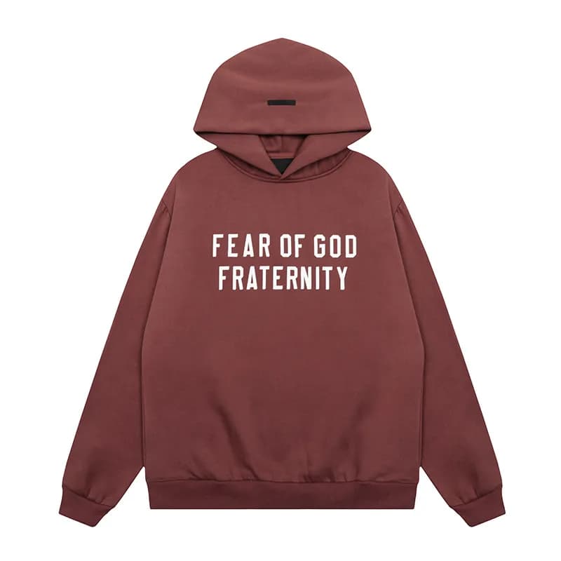 Fear of God Essentials Hooded Sweatshirt Essentials Logo — 2534酒红色