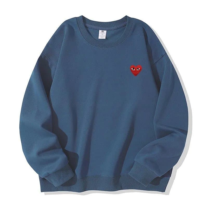 Comme des Garçons Crewneck Sweatshirt Red Heart Embroidery