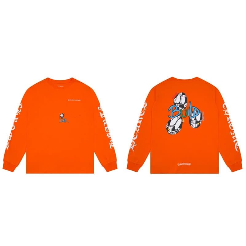 Chrome Hearts Long Sleeve Tee Sex Records Patchwork — K8012橘色