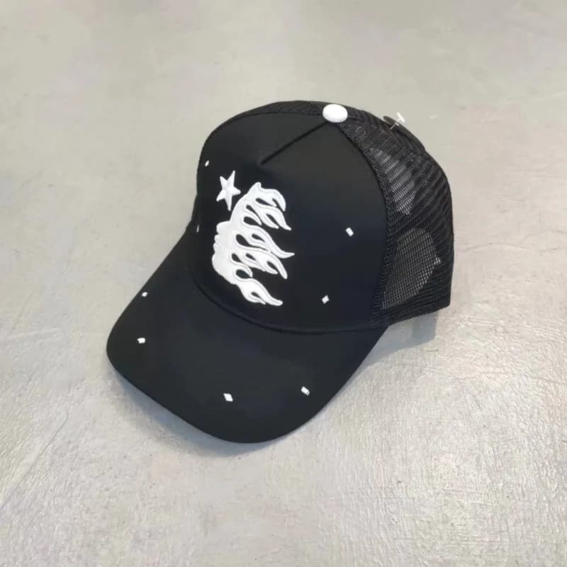 Palace Snapback Cap Flame Star — 黑白【刺绣小点】