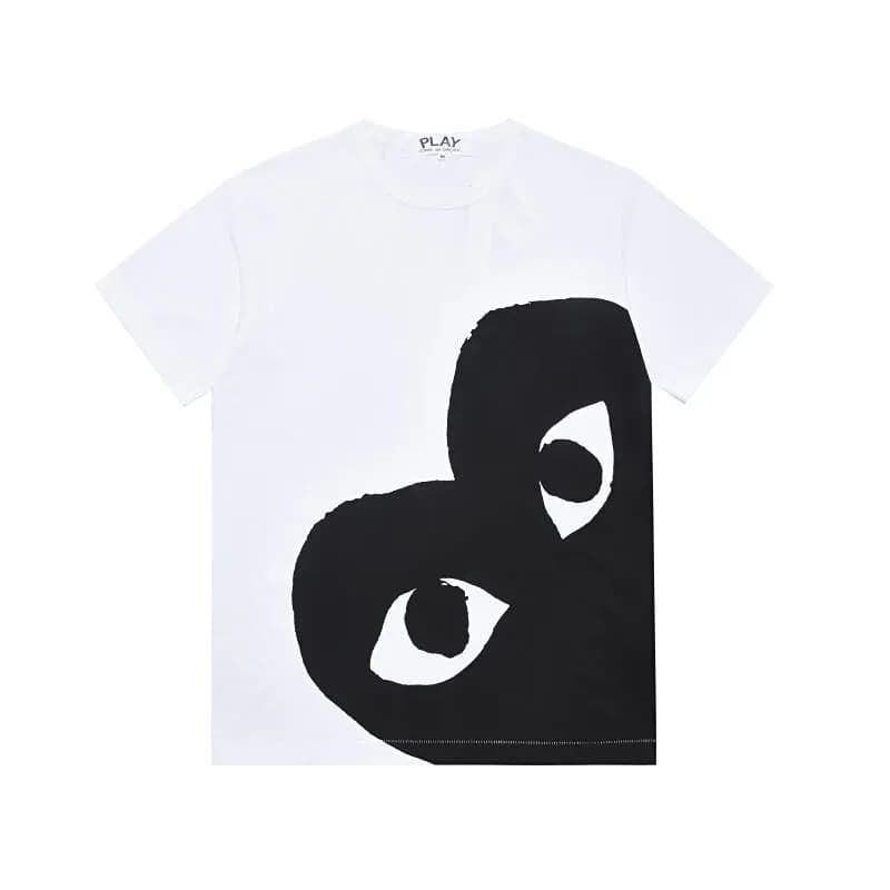 Comme des Garçons Heart Eyes T-Shirt Double Heart Logo — White