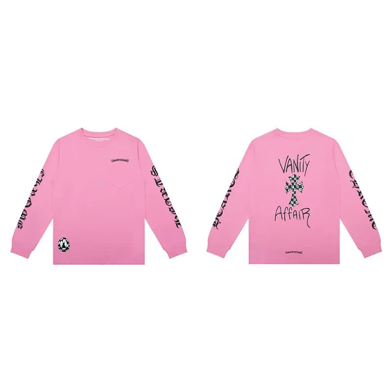 Raglan Long Sleeve Tee Chrome Hearts Crest — 8002 pink