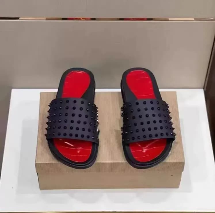 Christian Louboutin Spiky Slide White with Red Sole — 5