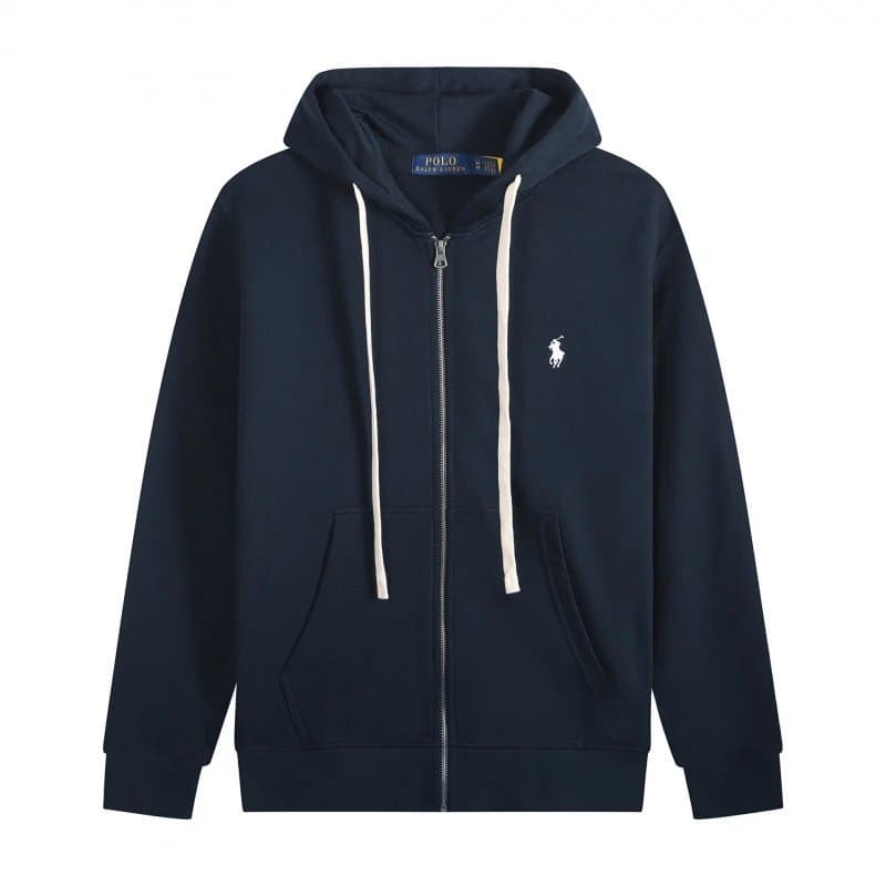 Polo Ralph Lauren Full-Zip Hoodie Classic Fit — 白绳拉链宝蓝白标