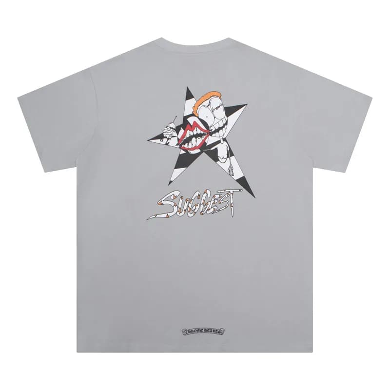 Chrome Hearts T-Shirt Cross Motif Back Print — 6018水泥灰