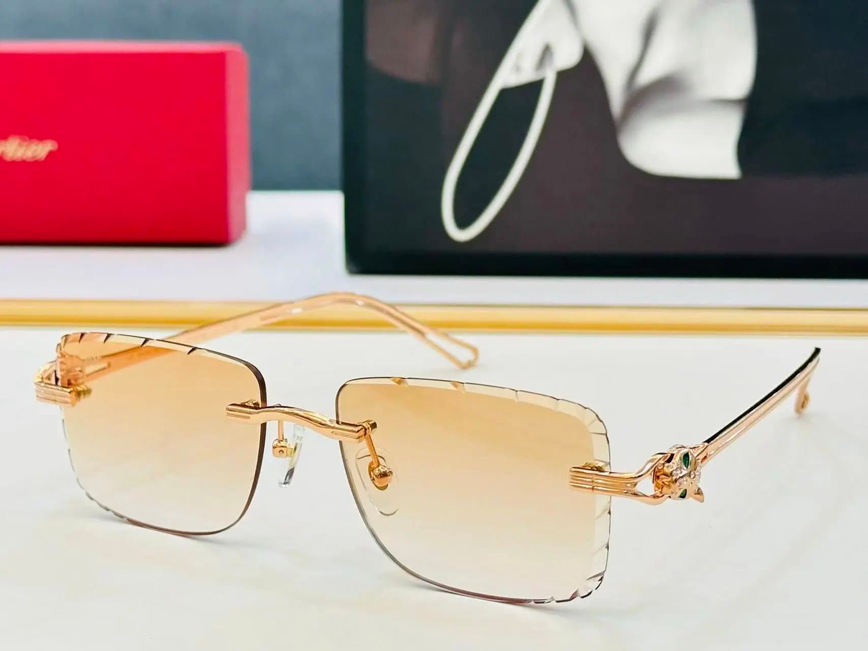 Panthère de Cartier Sunglasses Gold Frame with Panther Motif — 10
