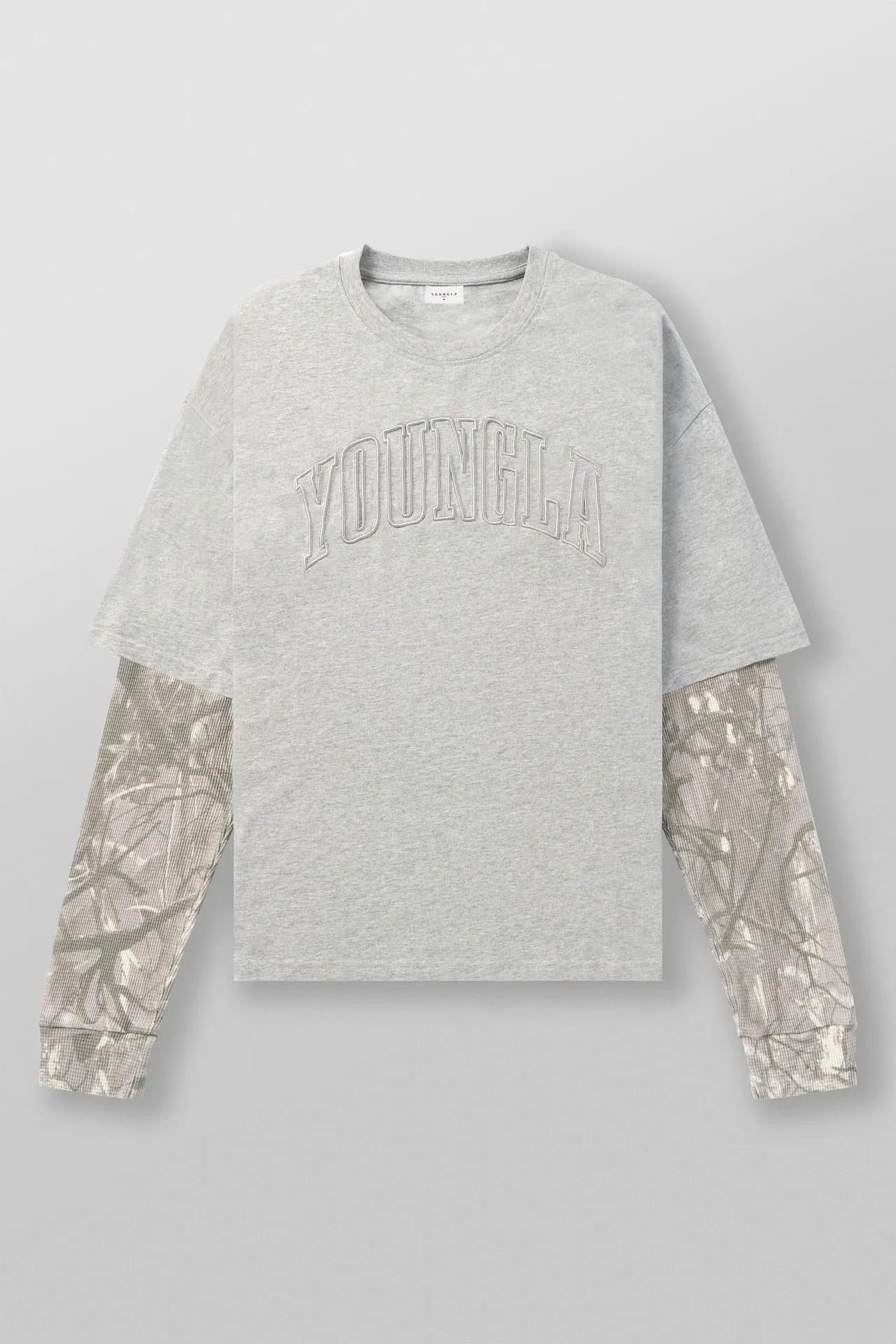 Supreme Layered Sleeve Tee Arch Logo — 浅灰色