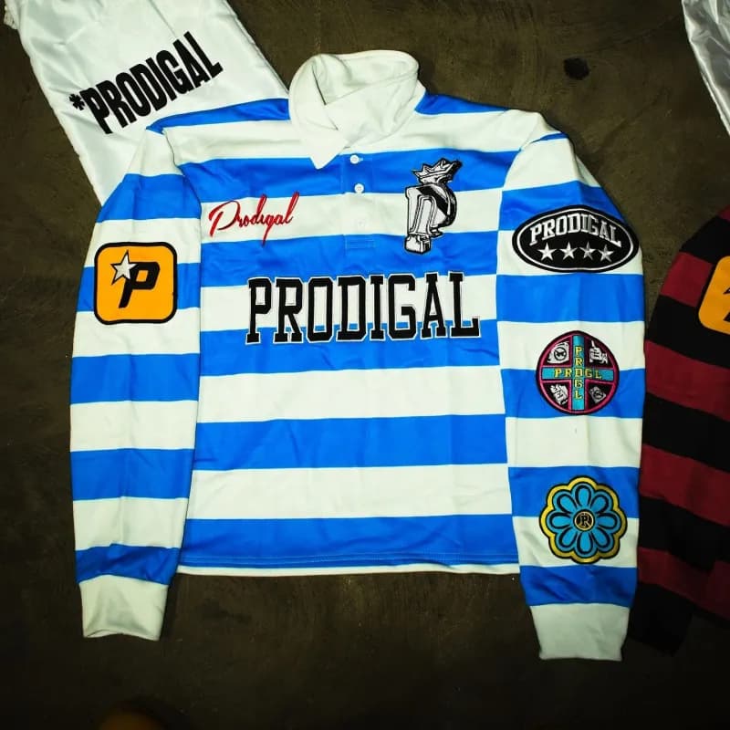Rugby Shirt Striped Polo with Patches