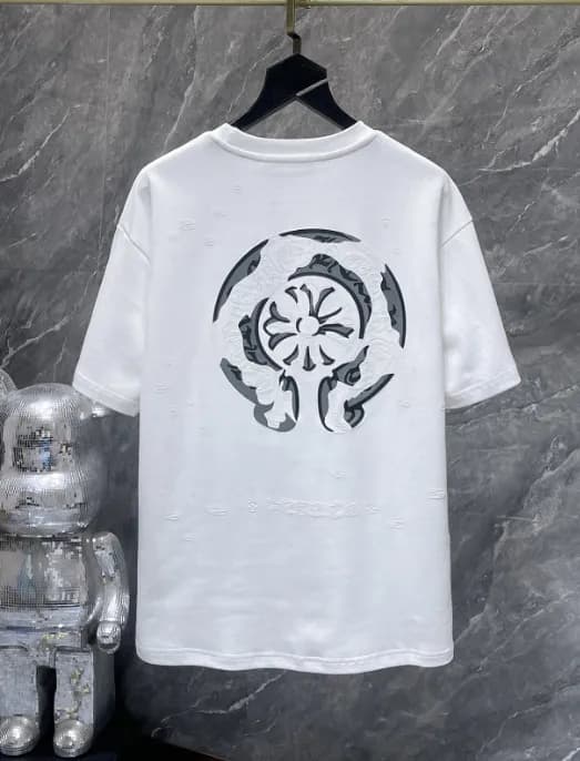 Chrome Hearts Graphic Tee Cross & Chain Print — 8990 white