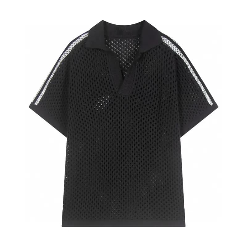 Balenciaga Mesh Polo White Stripe