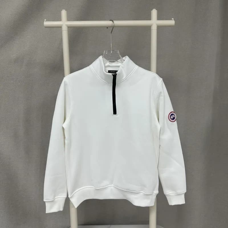 Canada Goose Half-Zip Sweatshirt Arctic Program Logo — 白色
