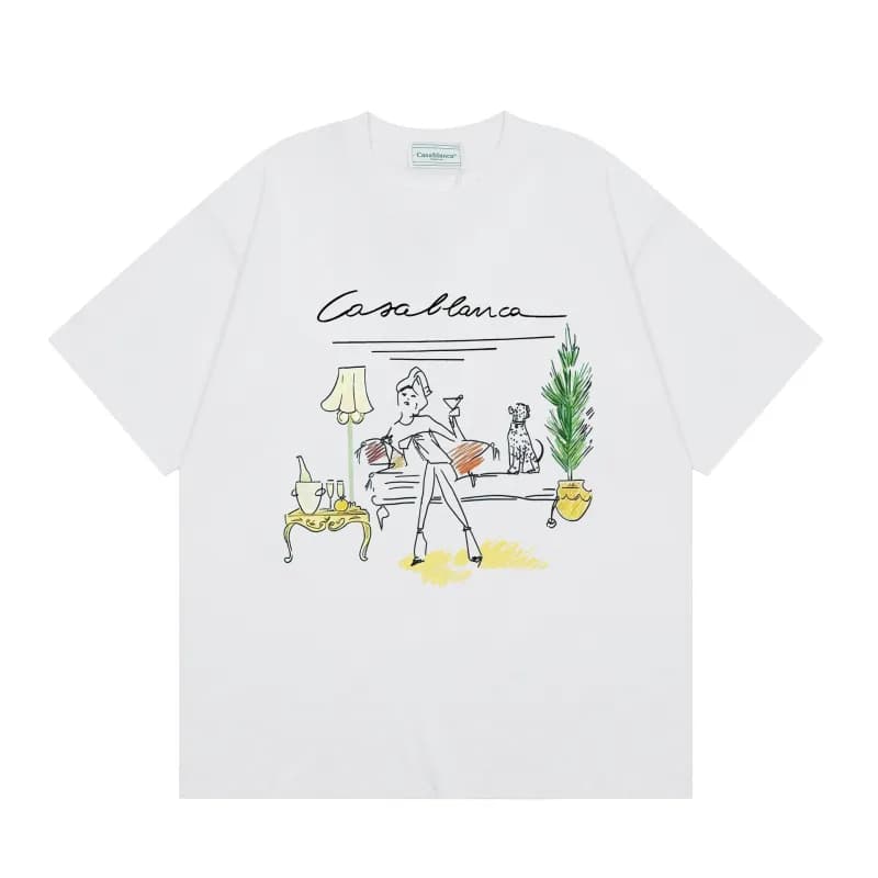 Casablanca Graphic Tee Casa Blanca Column Print — C126 white