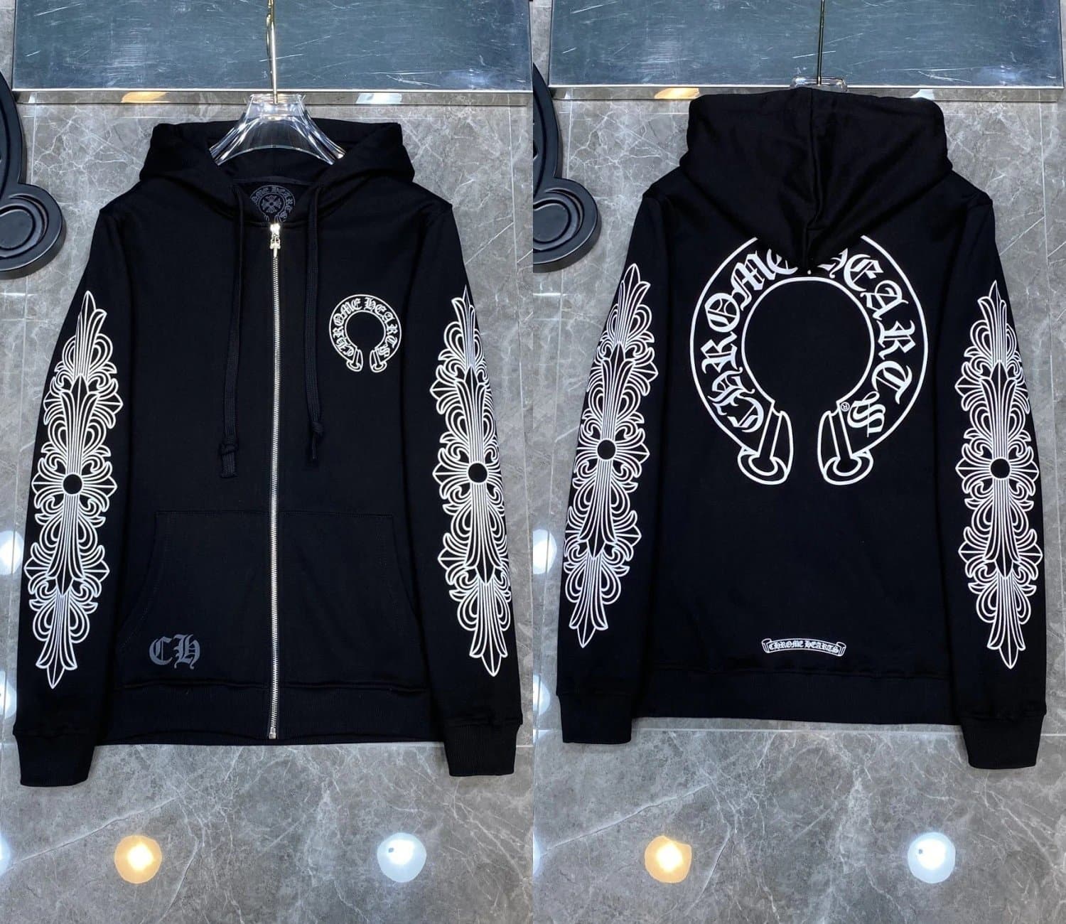 Chrome Hearts Zip-Up Hoodie Multi-Logo Print — 1