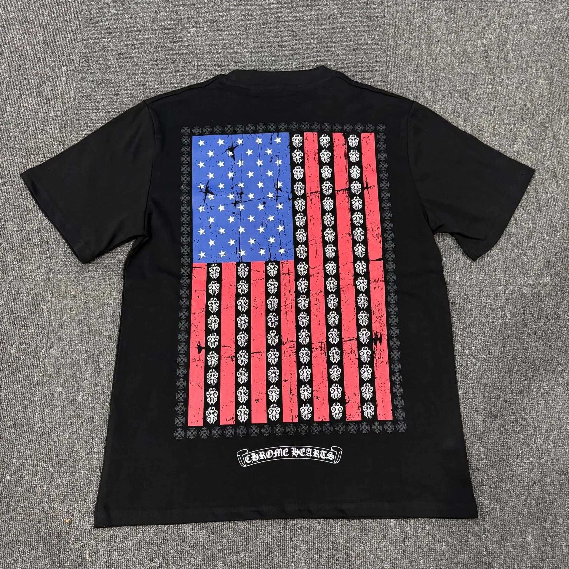 Chrome Hearts Flag Graphic Tee Distressed American Flag — 3