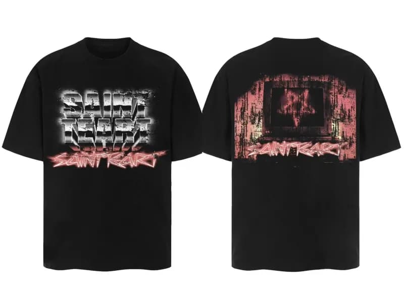 Graphic T-Shirt Saint Laurent Screaming Face Print — 1044 black