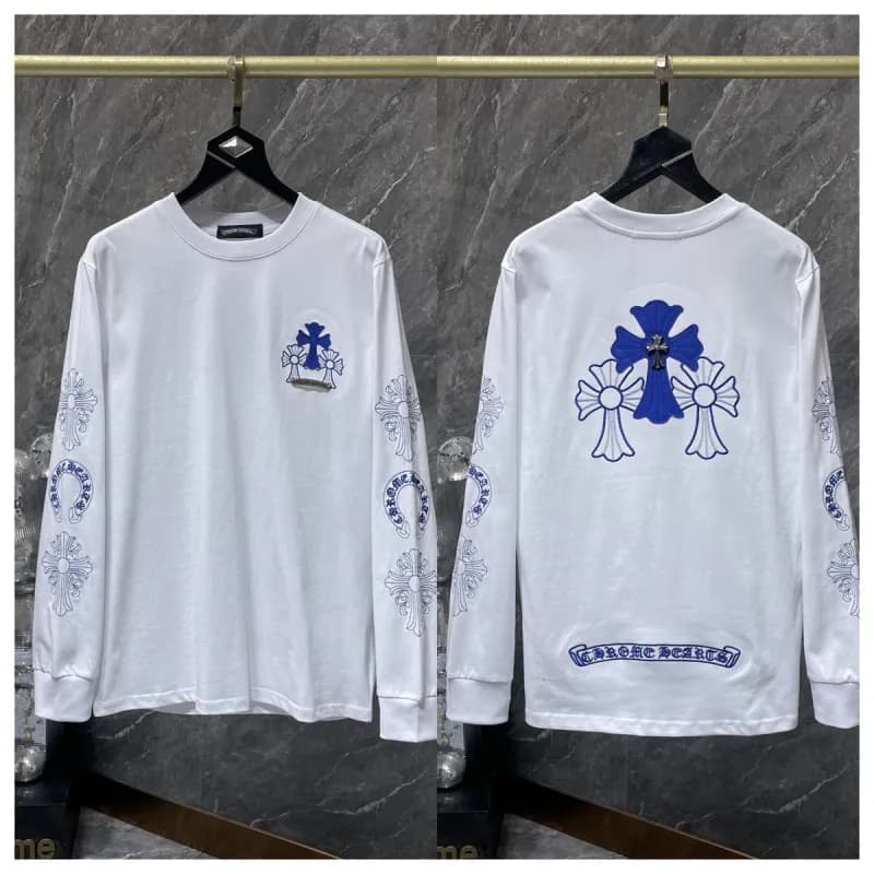 Chrome Hearts Long Sleeve Tee Pink Cross Logo — 8024白