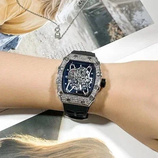 Richard Mille Square Skeleton Watch Crystal-Encrusted — 10