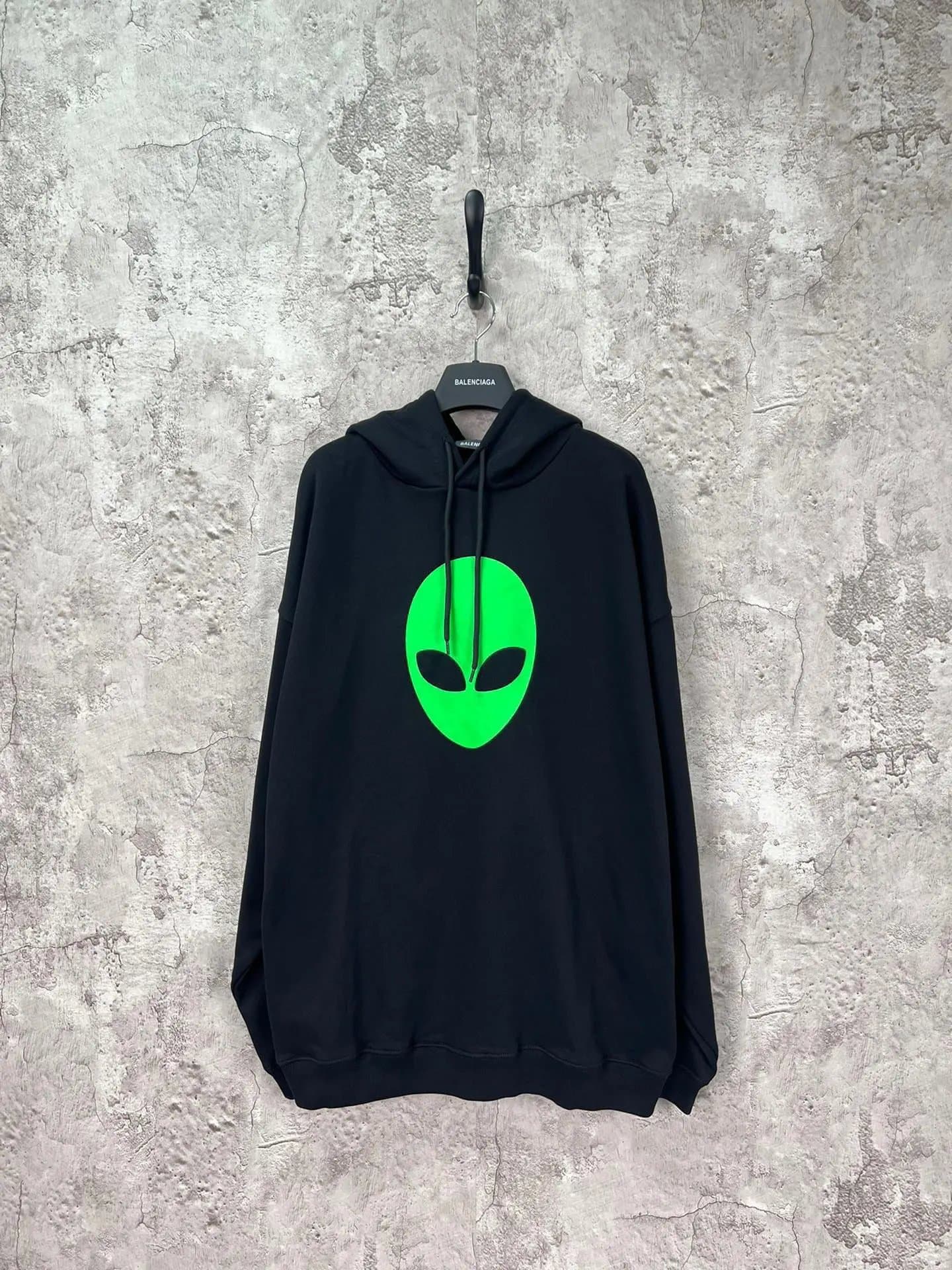 Balenciaga Alien Hoodie Neon Green Alien Logo