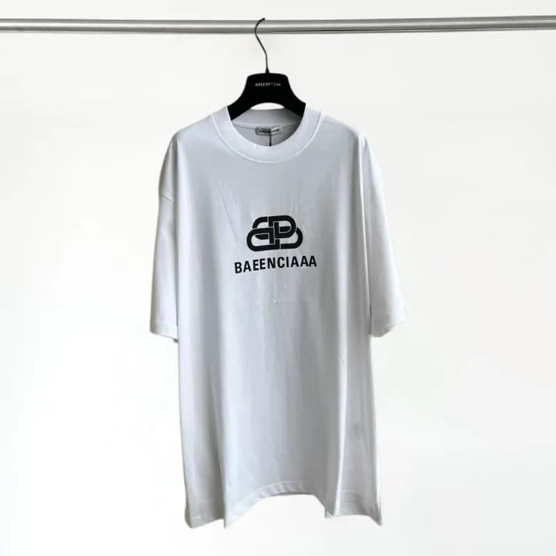 Balenciaga Logo T-Shirt Oversized Script — 【033】锁扣字母印花—白色