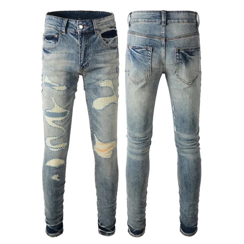 Slim Fit Jeans Distressed Ripped