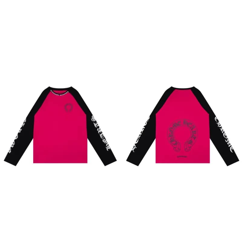 Raglan Long Sleeve Tee Chrome Hearts Crest — K9005 black and red color matching