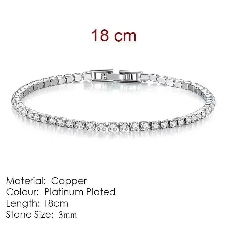 Cuban Link Bracelet Full Ice — HB268 3mm排钻手链(白金色)【18cm】