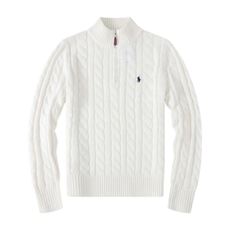 Polo Ralph Lauren Cable Knit Quarter-Zip Sweater Classic Cable — 白色