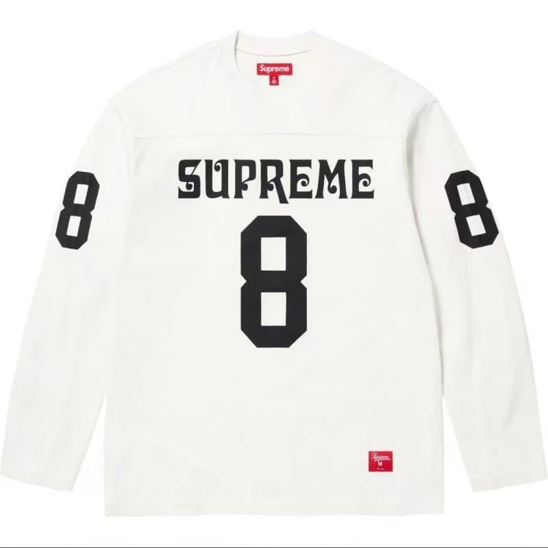 Supreme Long Sleeve Jersey Number 8 — E589#白色