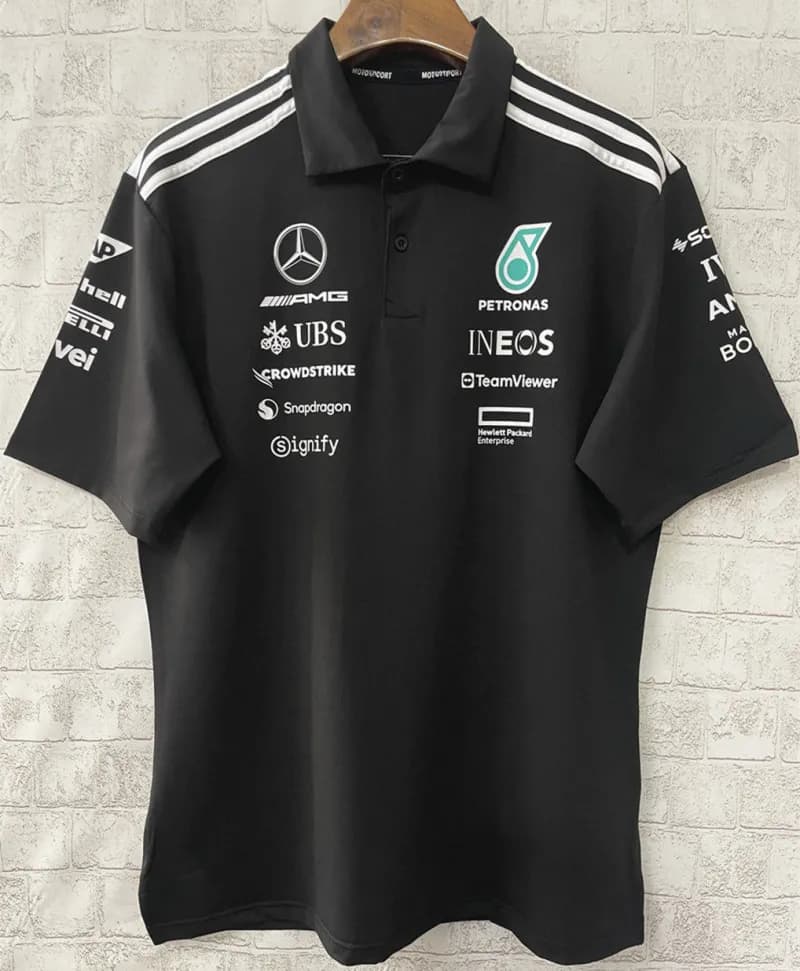 Ferrari Team Hoodie Sponsor Logo Panel — 2025Mercedes polo 宾士黑