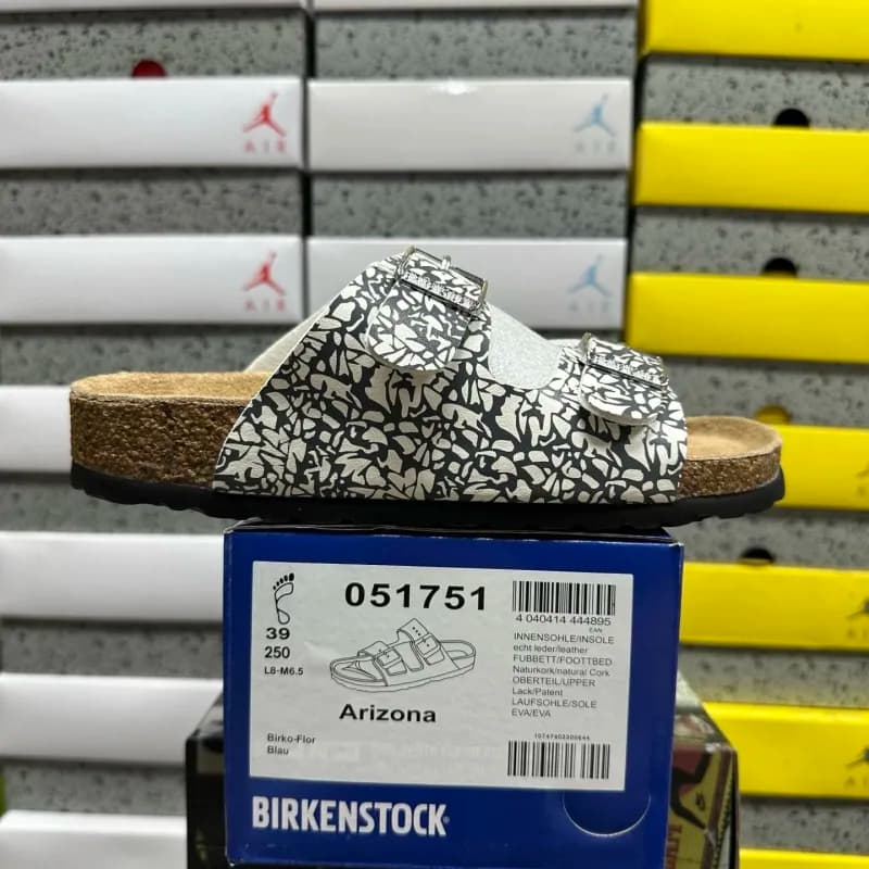 Birkenstock Arizona Birko-Flor — 二字 黑白条纹