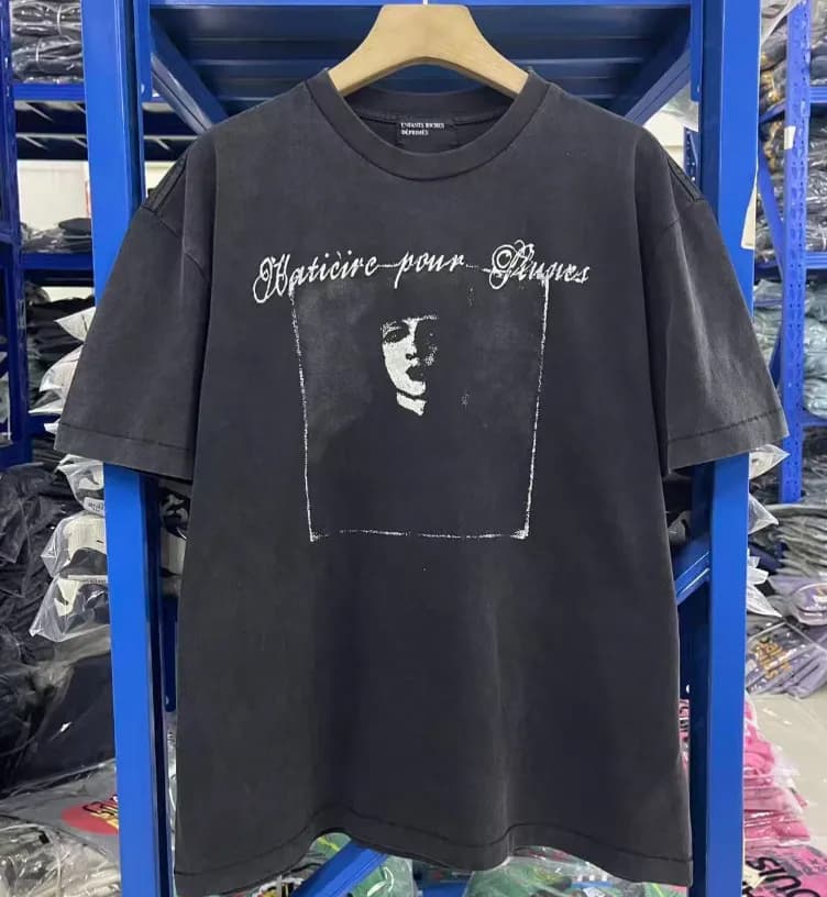Graphic T-Shirt Pitbull Print — E3675 model washed black