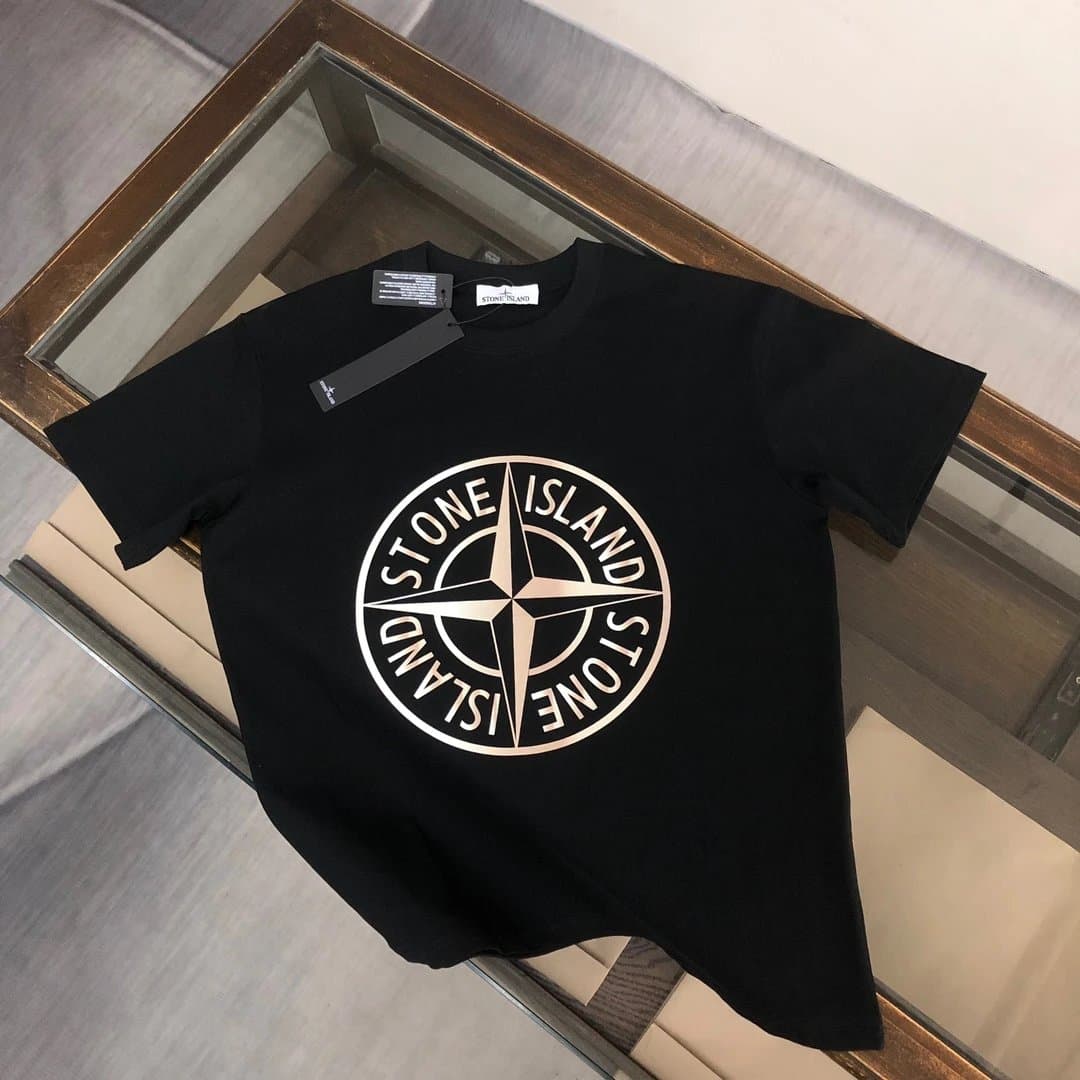 Stone Island Compass Logo T-Shirt Metallic Print